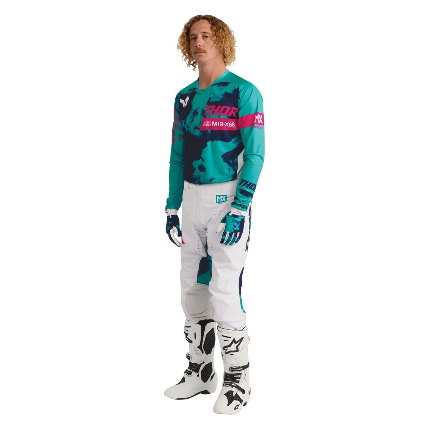 Thor 2026 Launchmode Bleach White Aqua MX Combo Kit